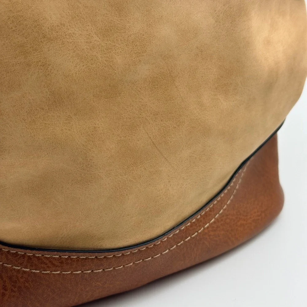 Concept Tan Brown Crossbody Bag Boho Slouch Faux Leather Shoulder Purse
